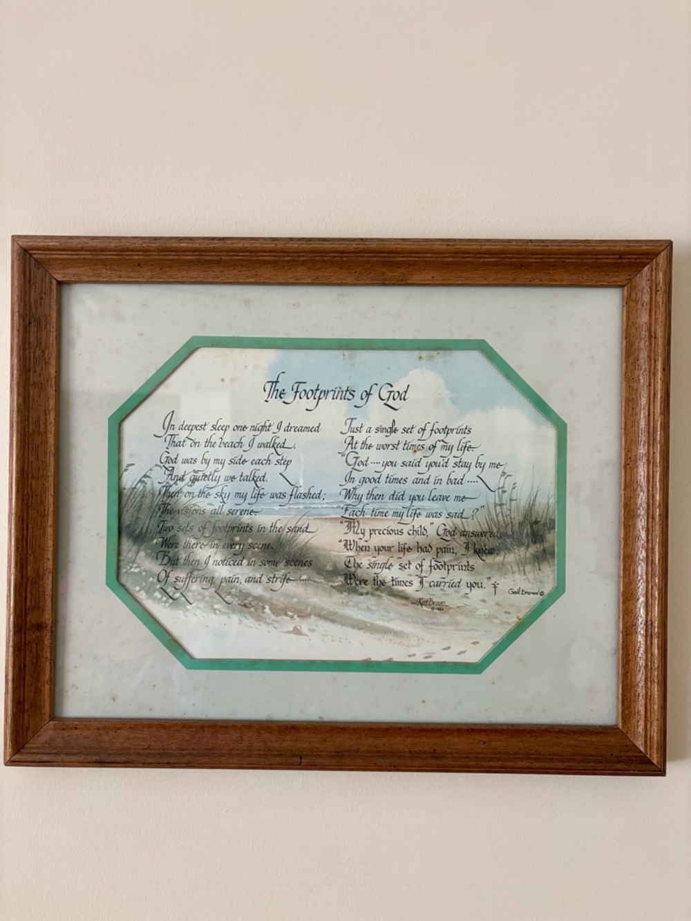 Vintage Framed 'Footprints of God' Wall Art in Wood Frame